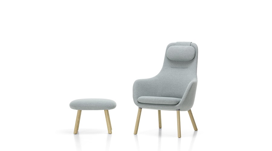 HAL Lounge Chair (w.loose seat cushion)Credo #Dolphin-Steel Blue/Natural Oak할 라운지 체어 블루/네추럴 오크(44048000)