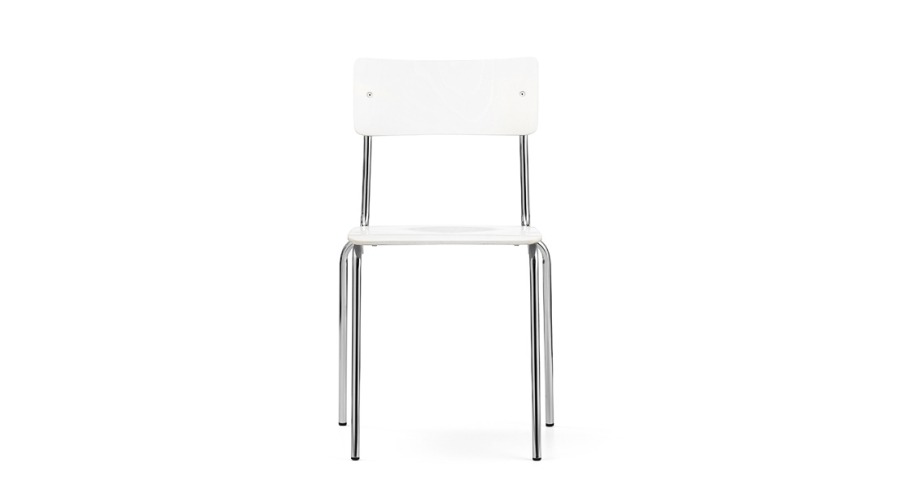 Comeback 041 ChairWhite Stained Beech/Chrome Frame  (0404) 