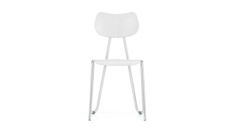 Arno 417 ChairWhite Stained Beech/Chrome Frame (0417) 6월 초 입고예정