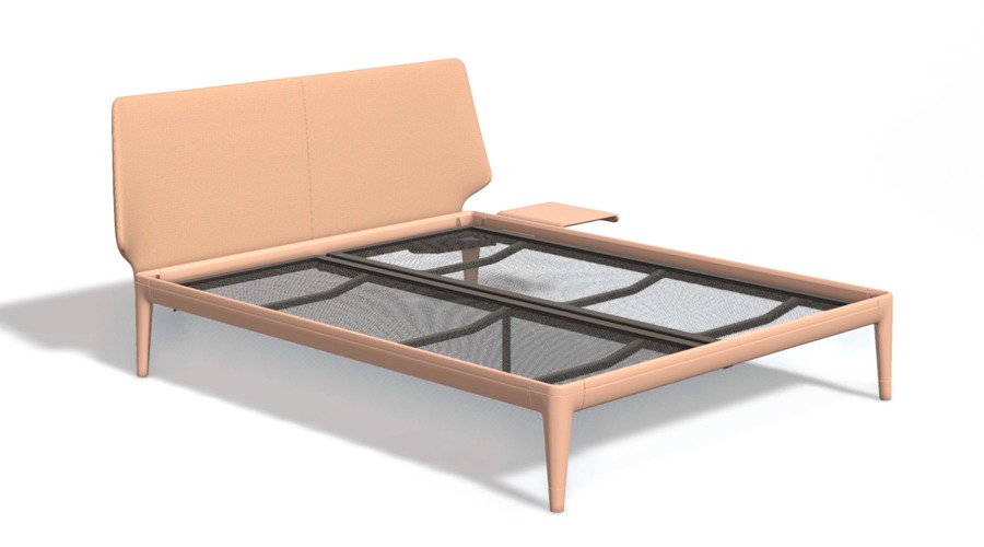 Essential Bedframe High+Upholstered Headboard(H97)+Side Table+Mesh Base Flat160*200 (22578) 스킨/피치