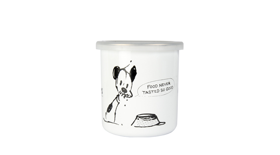 #Mutts Enamel Jar With Silicon LidMedium White 1100-016-02(7983)