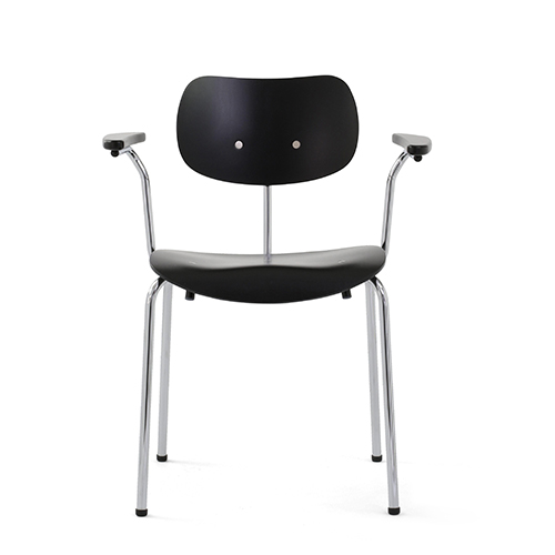 SE68 Chair with armrest (Non-stackable 9394)SE68 체어 위드 암레스트 논스태커블블랙 스테인드/크롬 프레임