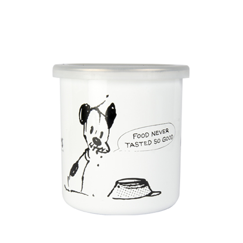 #Mutts Enamel Jar With Silicon LidMedium White 1100-016-02(7983)