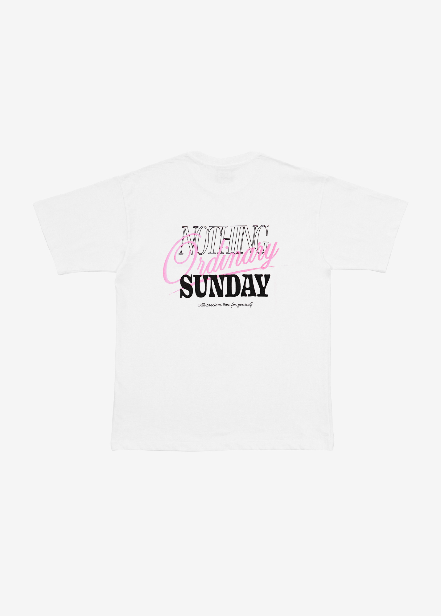NOS7 핑크 커시브 티셔츠 - 화이트