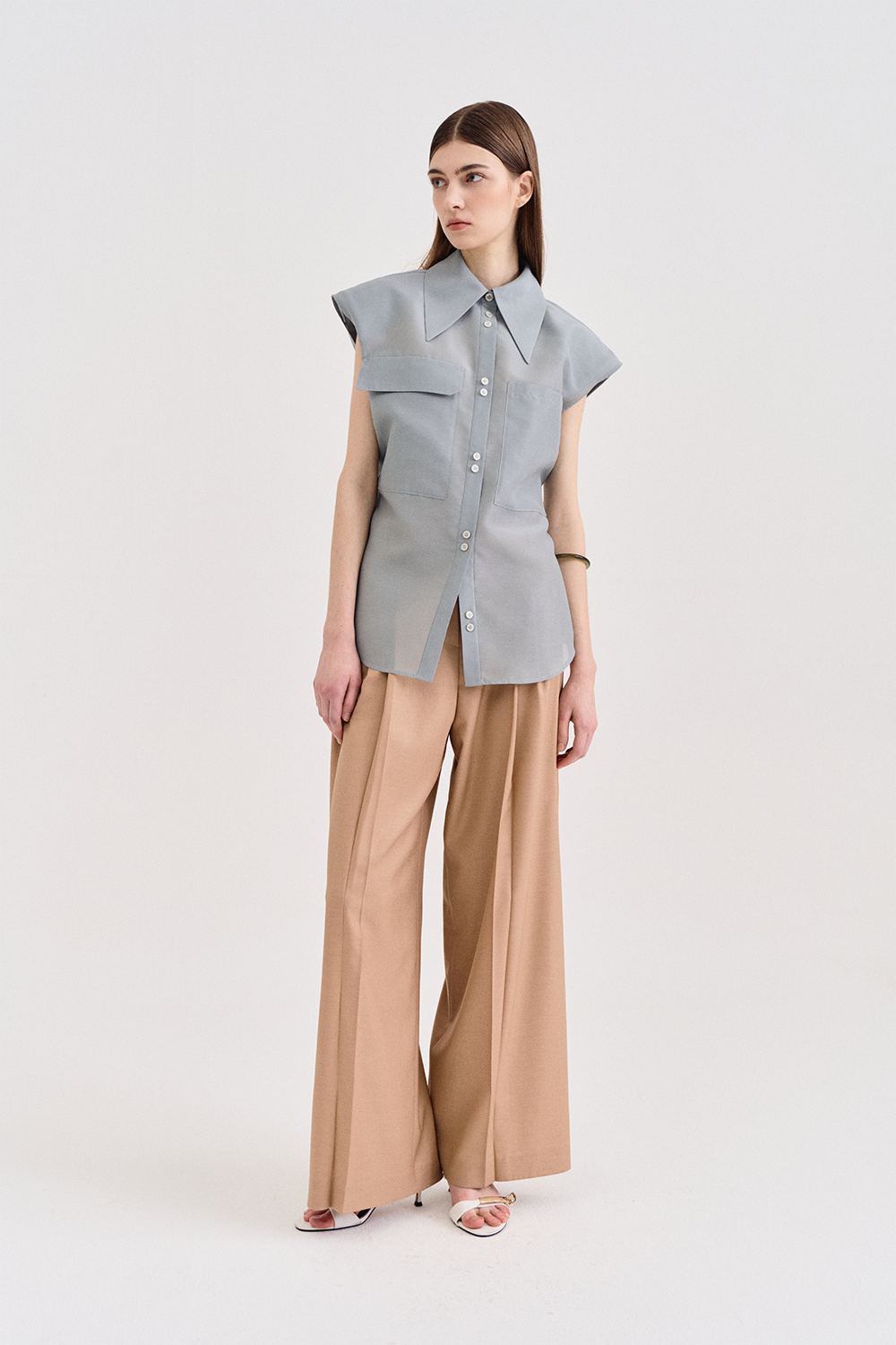 TWO TUCK BELTED WIDE PANTS