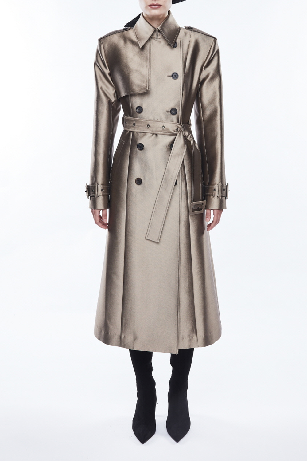 WOOL SILK TRENCH COAT