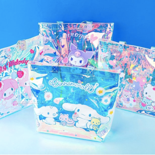 [韓國限定] SANRIO Hologram Beach Bag 透明鐳射防水袋 沙灘袋 游泳袋