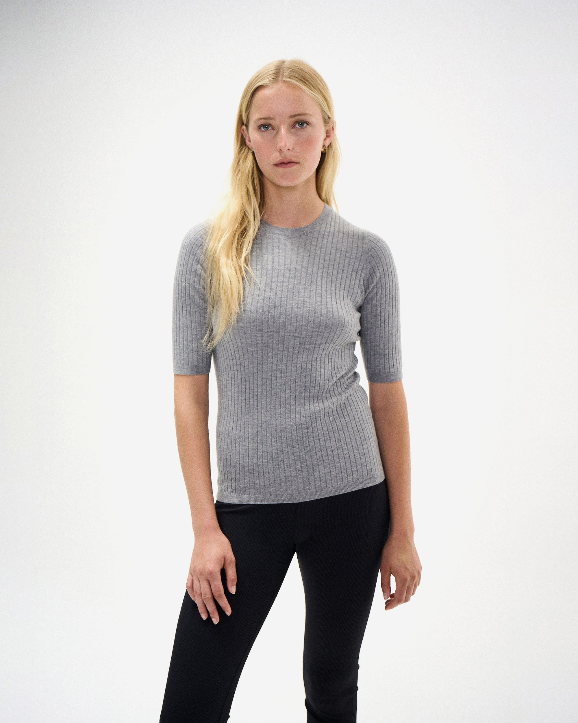 MONICA RIBBED SWEATER HT.GREY | 나일로라