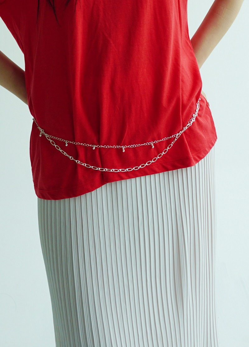 [N582] round ball chain layered jeweled belt / 주얼리 벨트 목걸이 시선