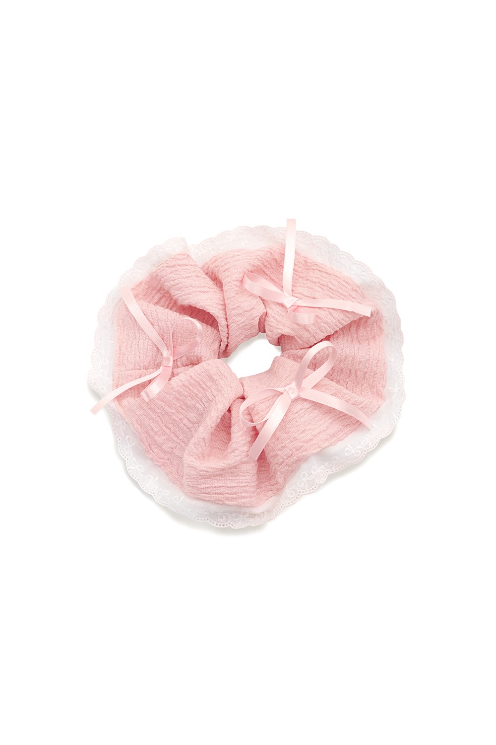 LACE RIBBON SCRUNCHIE PINK