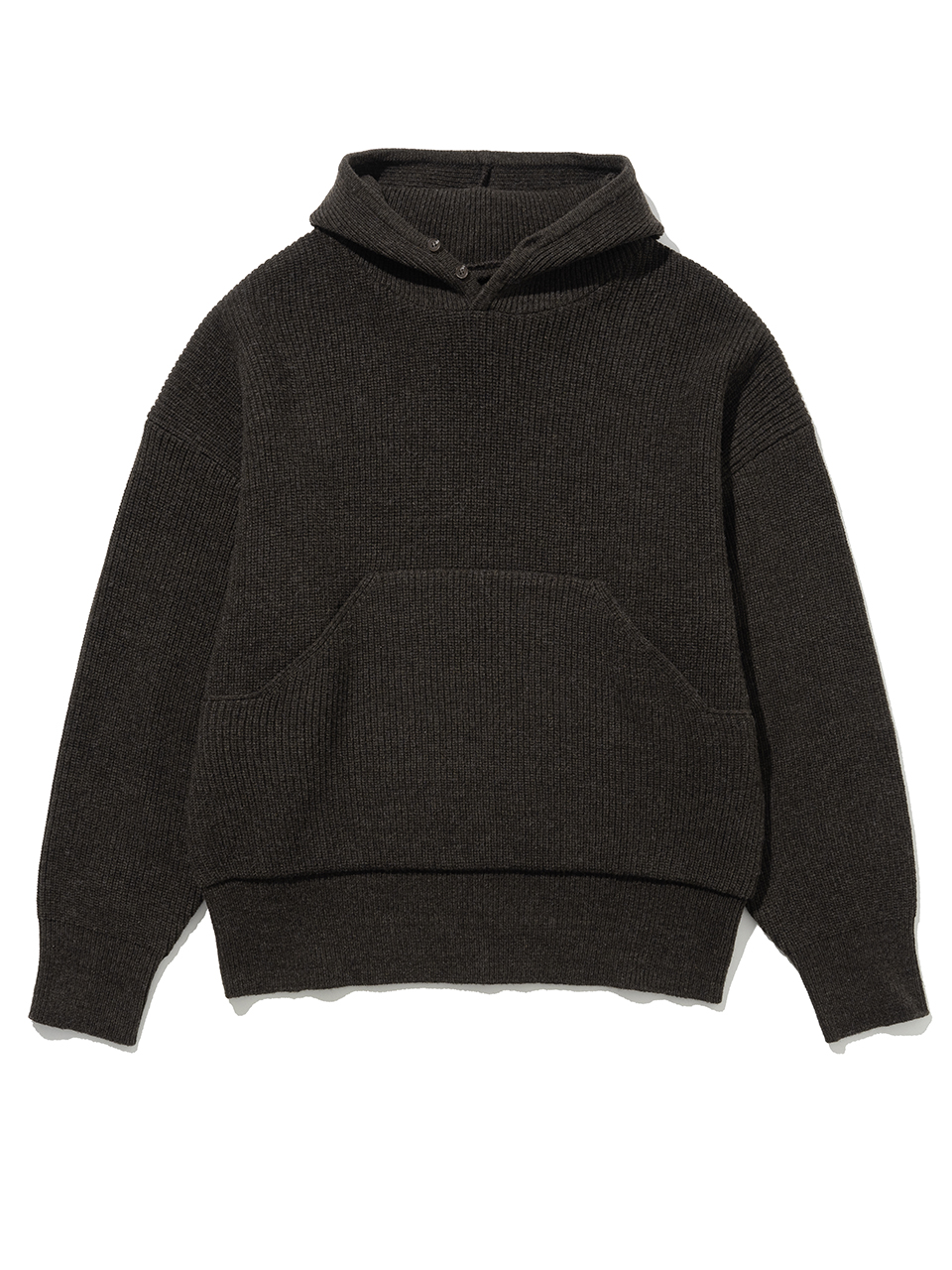 Plain Knit Hoodie - Dark Khaki