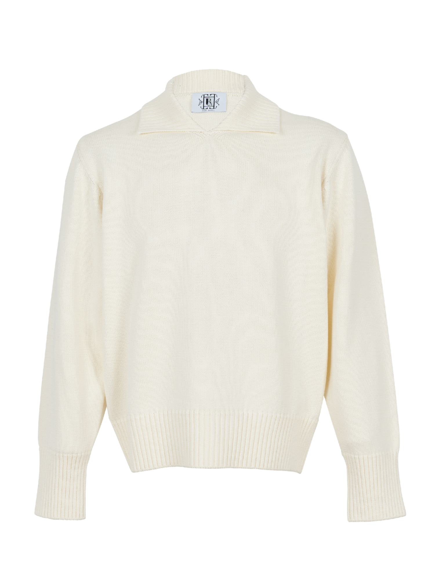 Non Button Collar Knitwear - Cream