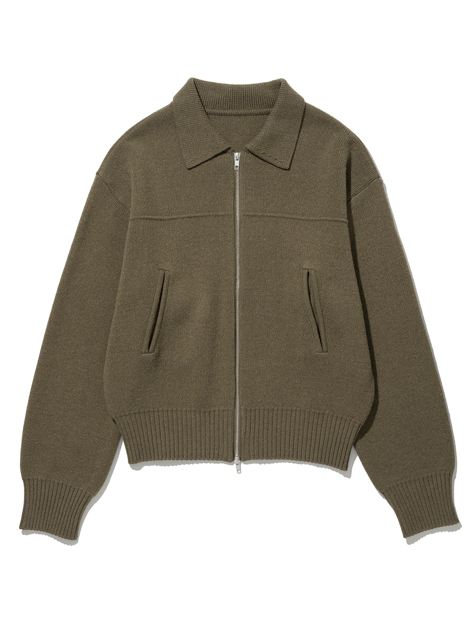 Jacquard Knit Blouson - Khaki