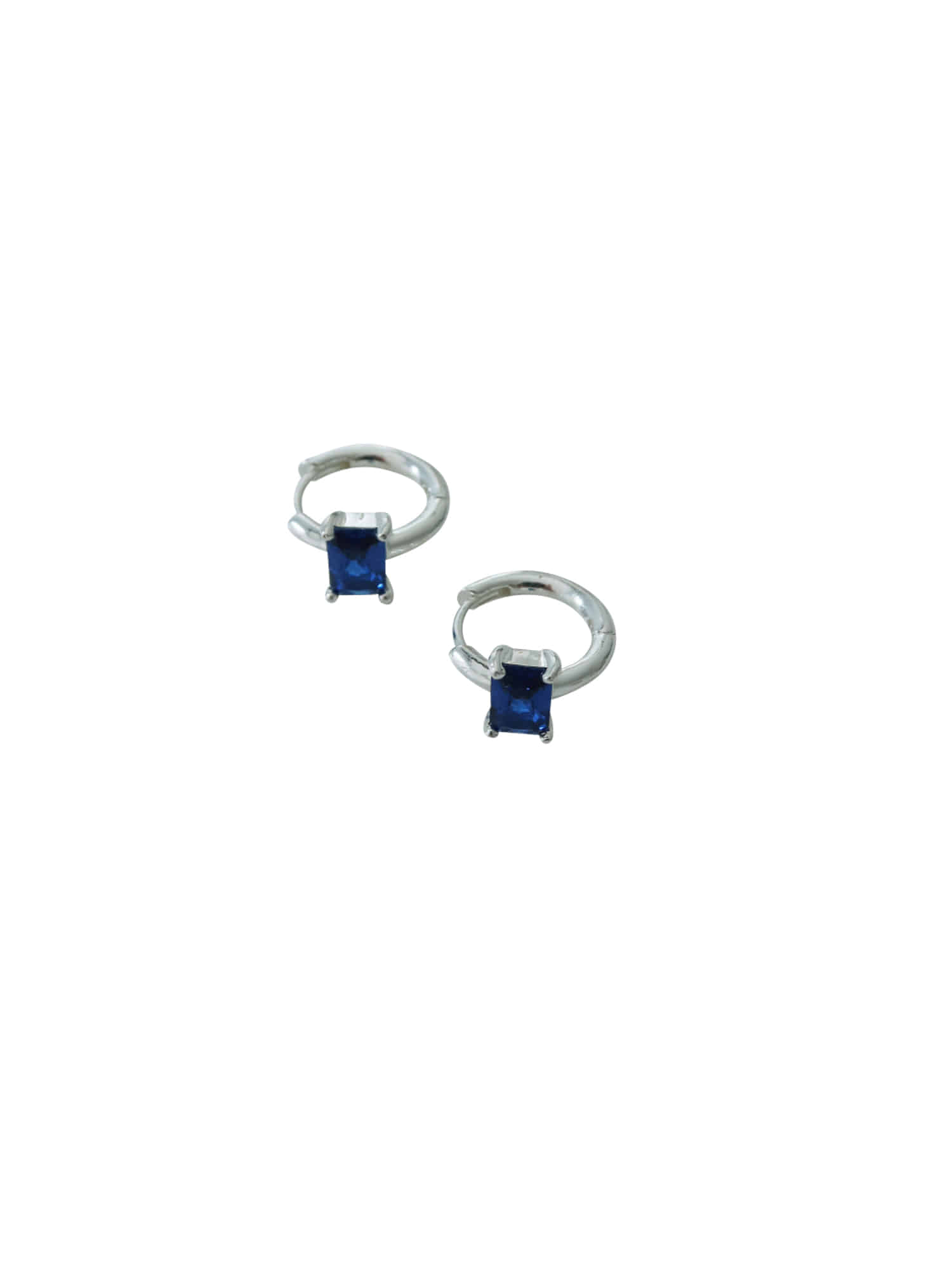 Square One Touch Earring - Navy - Silver