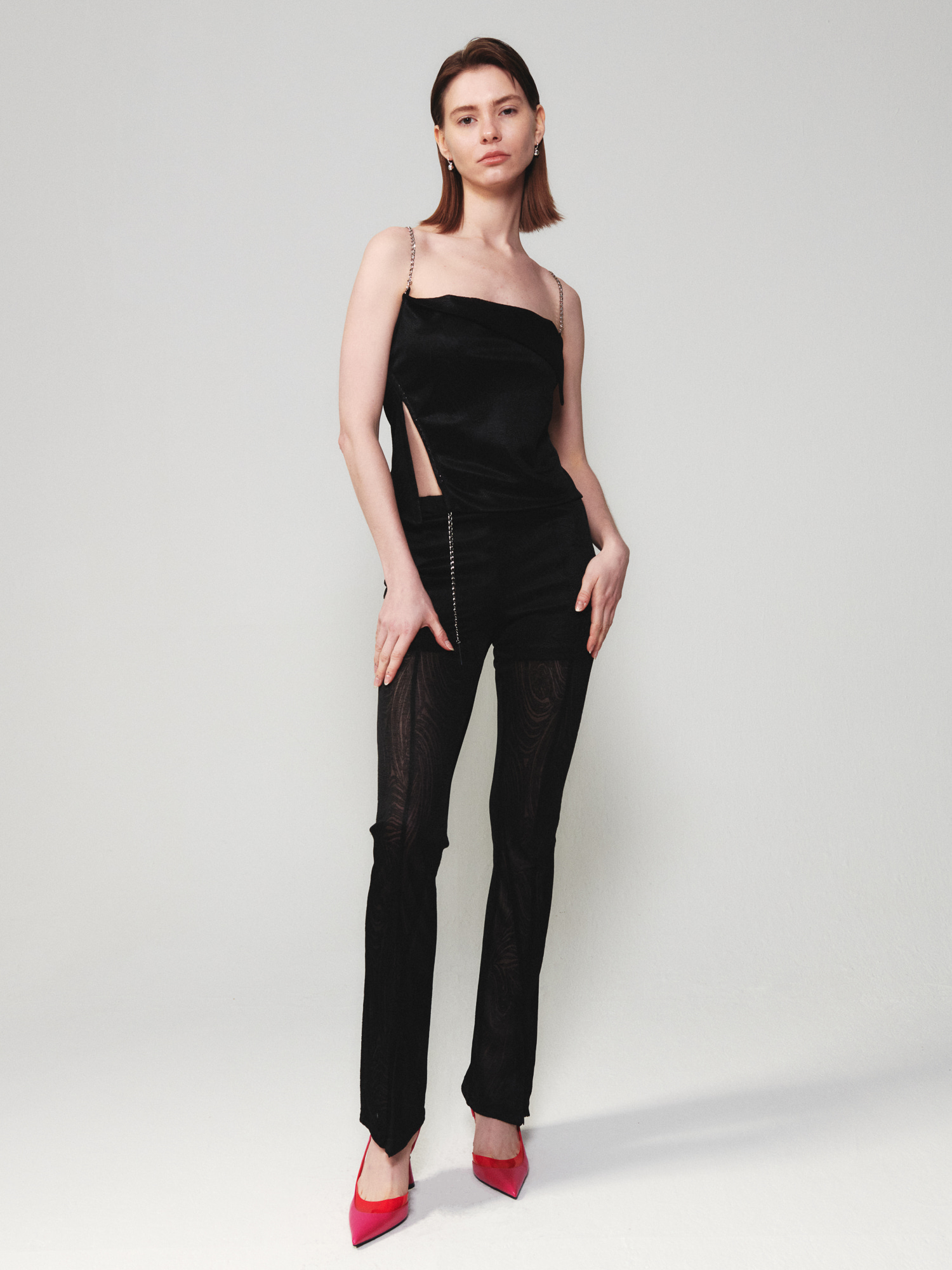 Semi Flare Slim Pants - Black