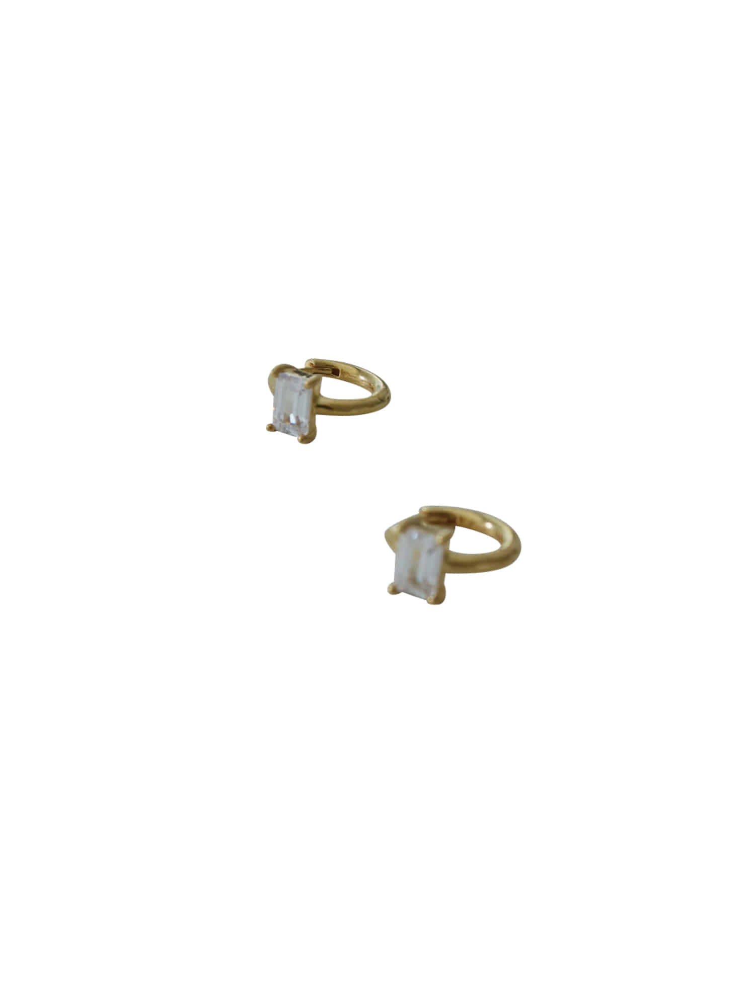 Square One Touch Earring - White - Gold