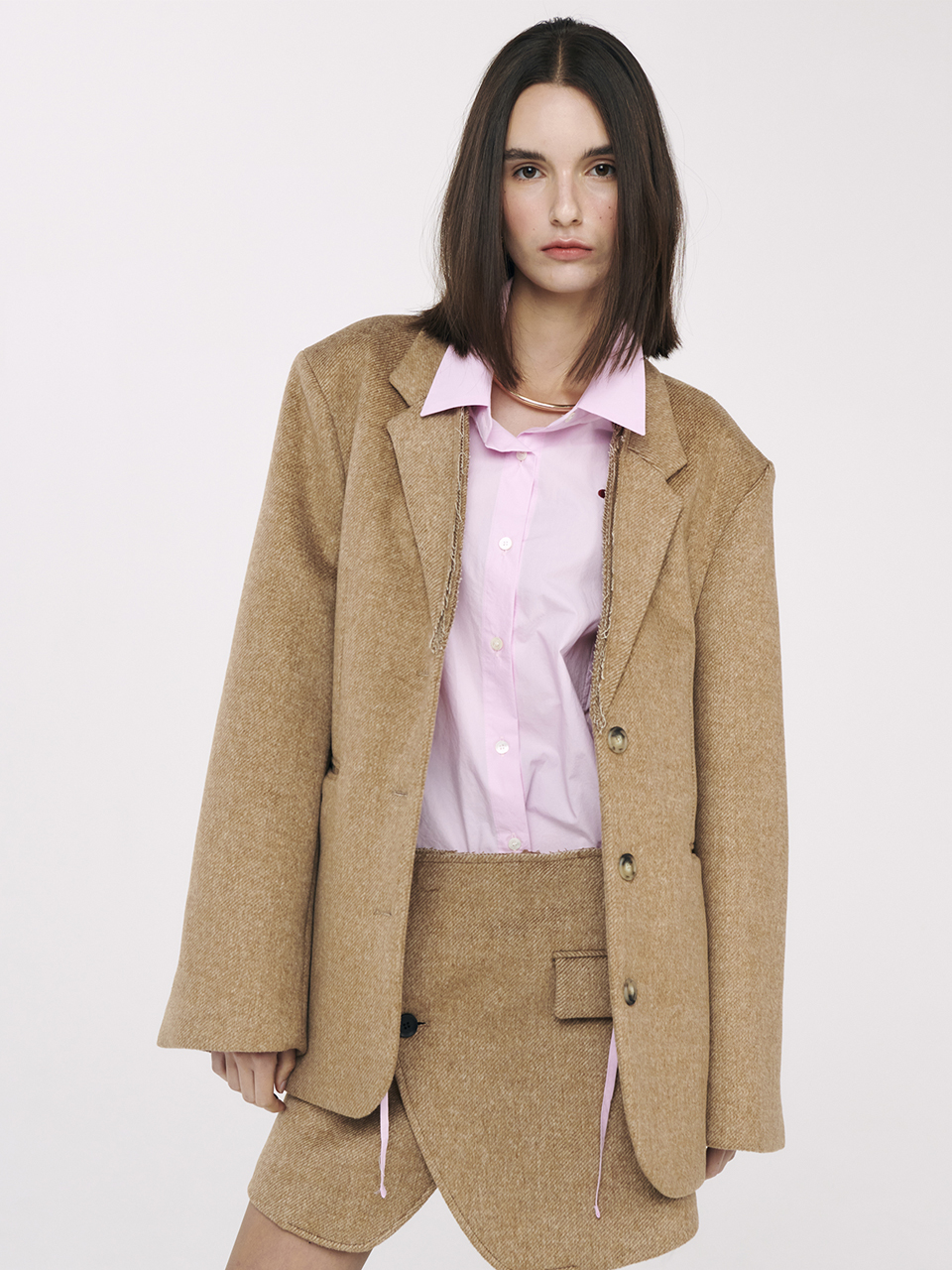 Wool Collar Cutting Jacket - Brown