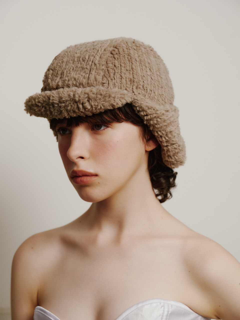 [Life PORTRAIT] Braid Earflap Hat in Mocha Beige