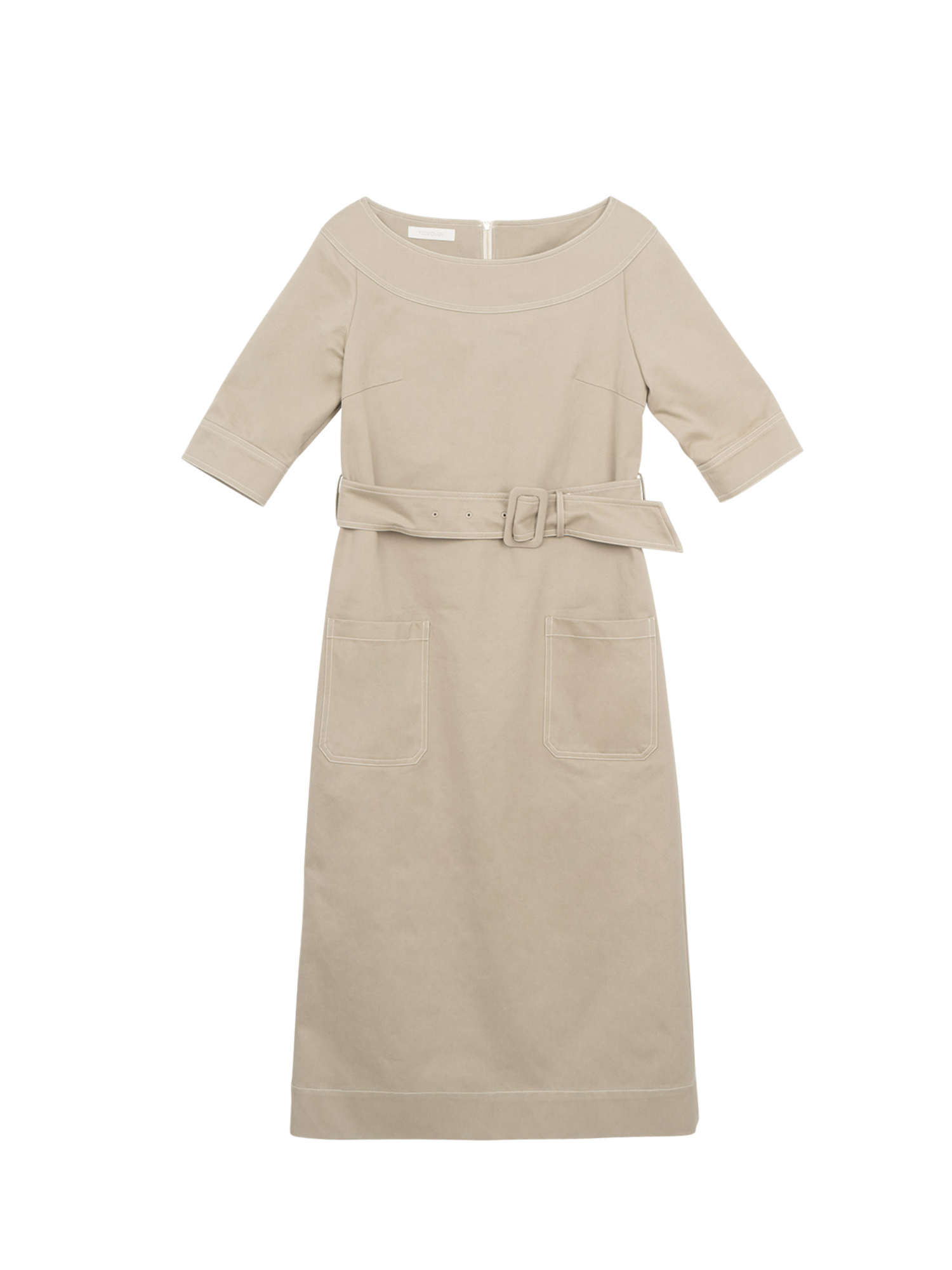 Stitch Point Dress - Khaki Beige