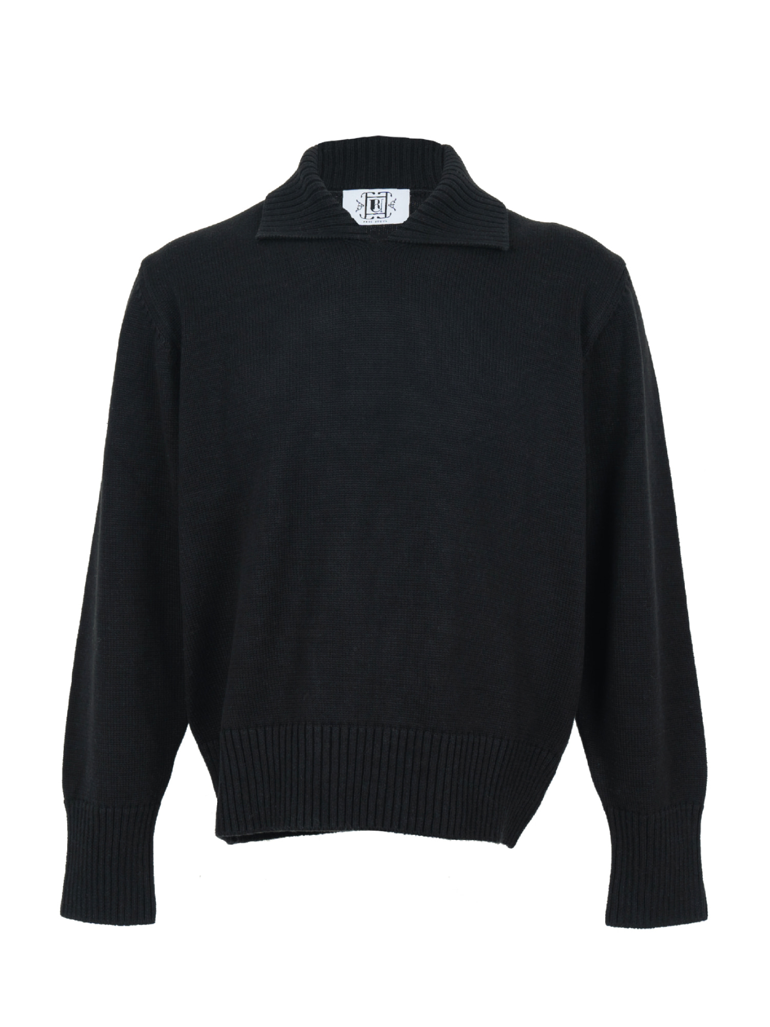 Non Button Collar Knitwear - Black