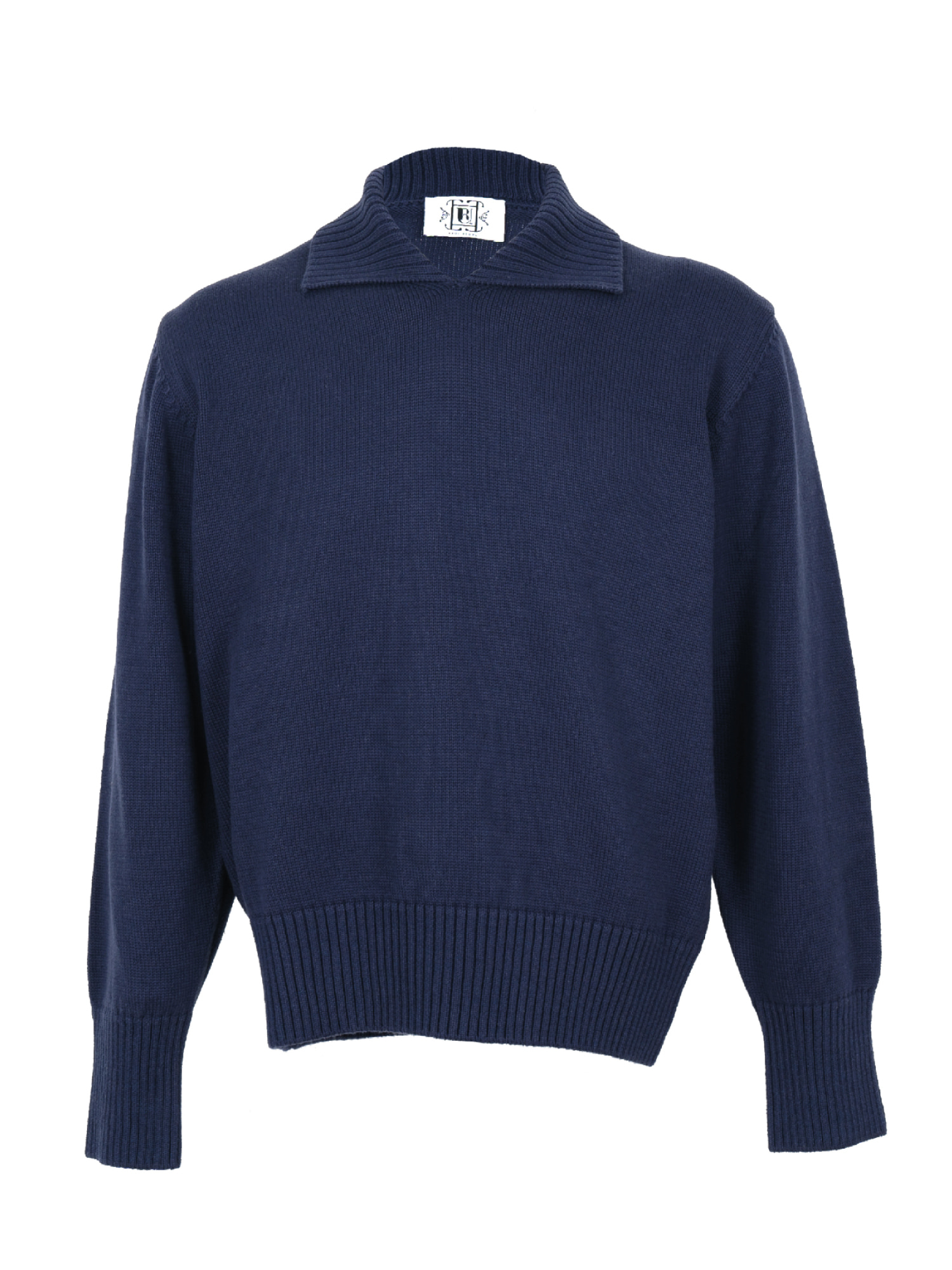 Non Button Collar Knitwear - Navy