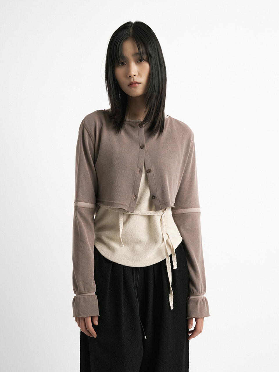 Epoch Crop Two-Way Cardigan - Marron