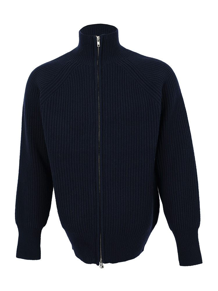 2way Zip-Up Bulky Cardigan - Dark Navy