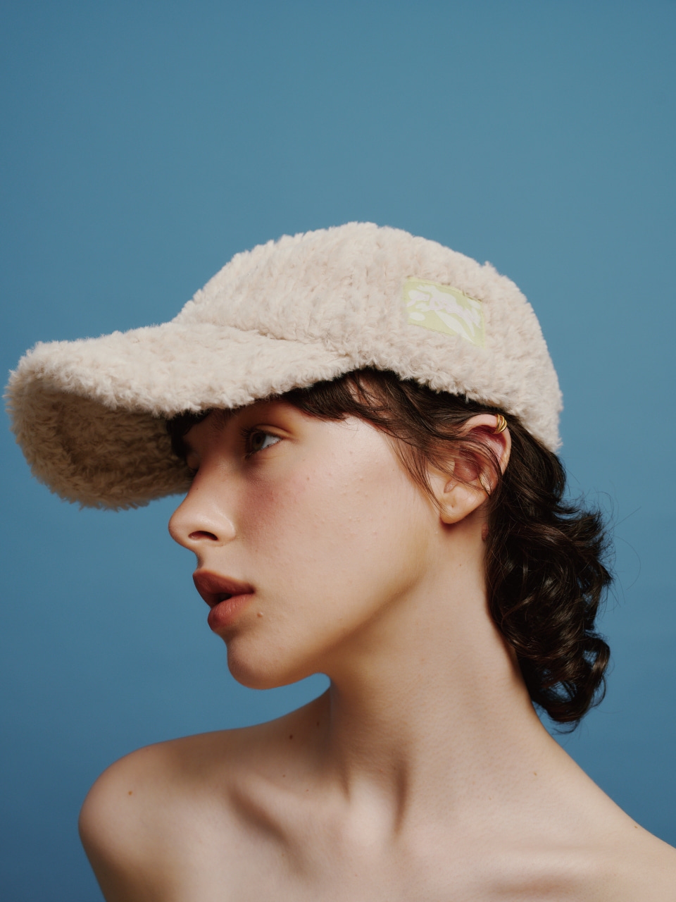 [Life PORTRAIT] Braid Fur Ball Cap in Beige