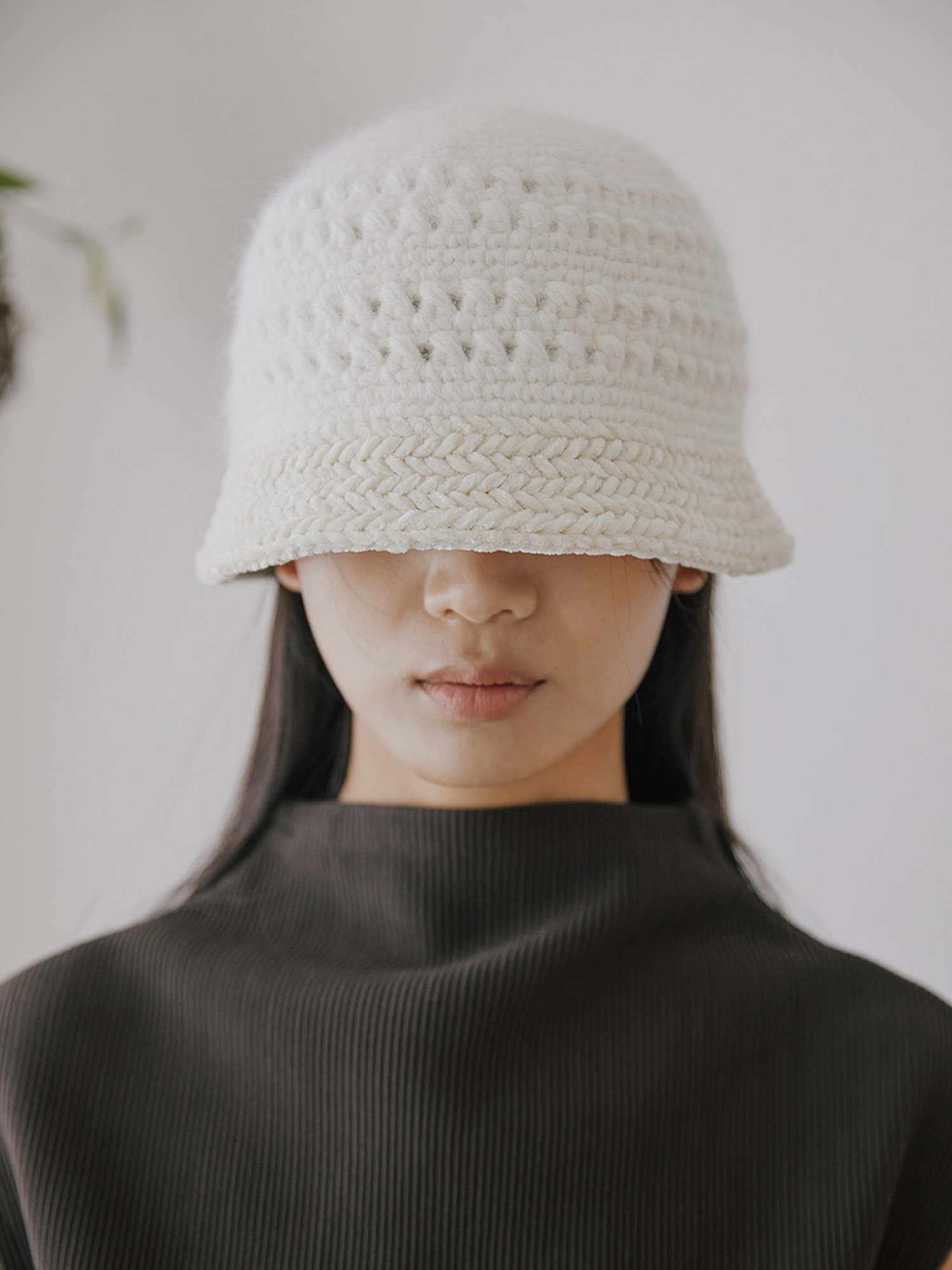 Herringbone Bucket Hat - Ivory