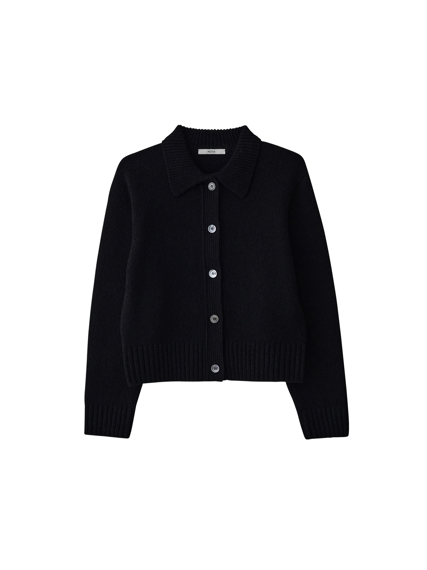 Cotton Collar Cardigan - Black