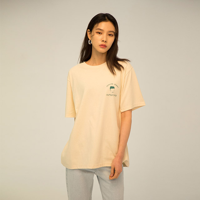 아워히스토리Bins Logo Tee 베이지로고 반팔티