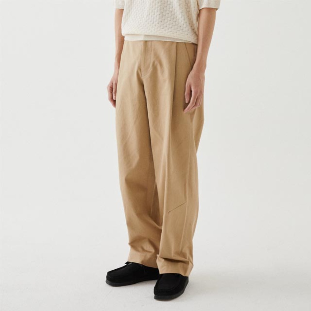 주앙옴므Pleated Wide Cotton Pants 베이지바지 면바지