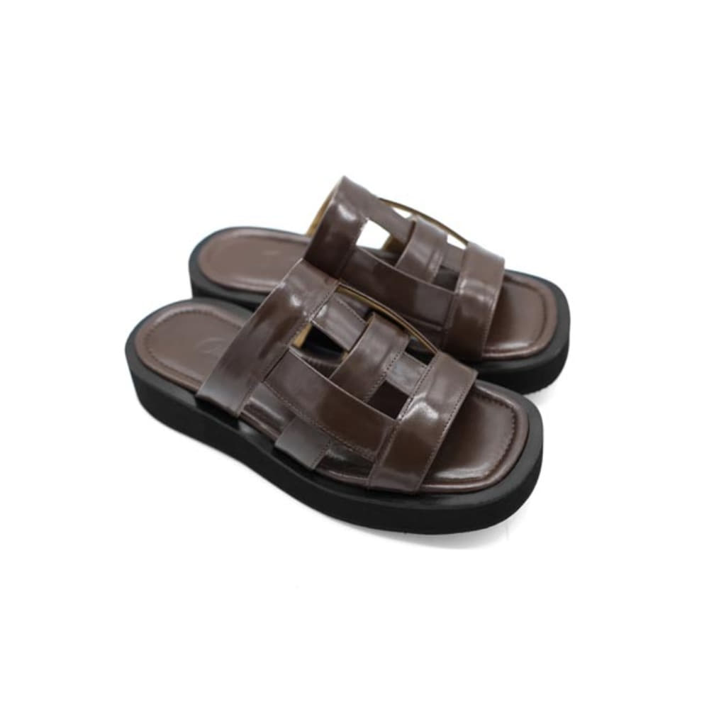 올드빈Fisherman Platform Sandal 브라운피셔맨 통굽 샌들 스웨이드 쿠션 슬리퍼 소가죽 통굽 슬리퍼