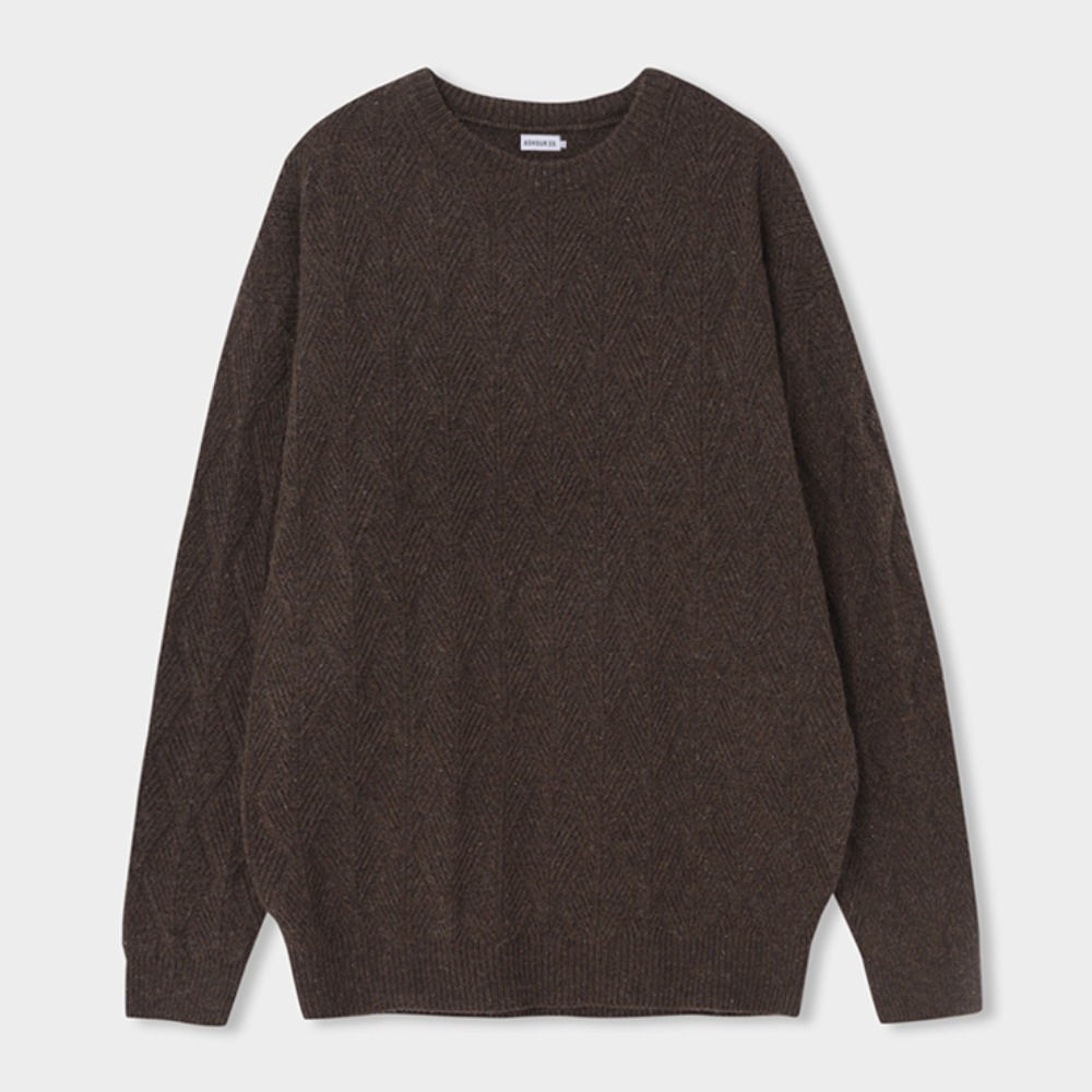 애쉬아워Merino Wool Rhombus Knit 하운드 브라운니트 스웨터