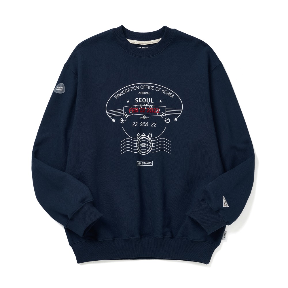 익스프레스홀리데이Stamp Sweatshirt 네이비맨투맨 스웻셔츠