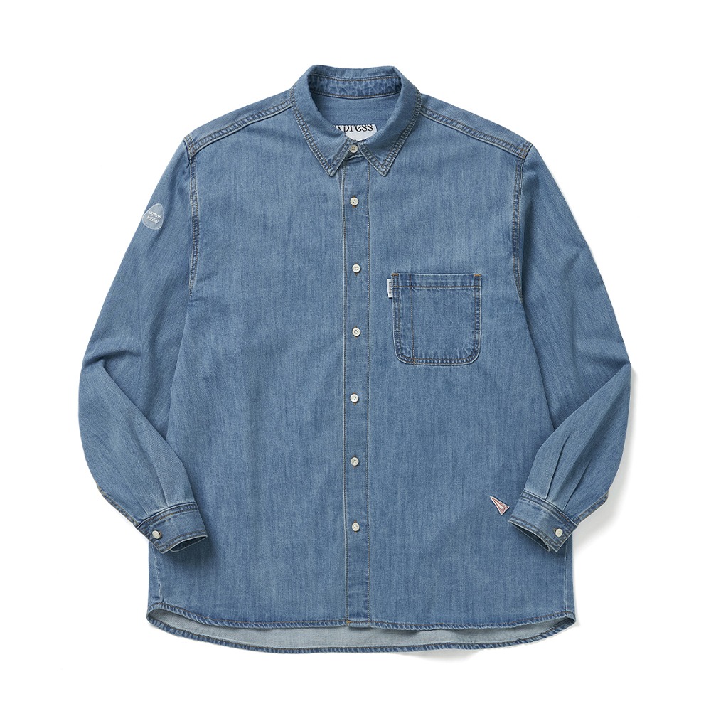 익스프레스홀리데이Denim Washing Shirt 블루셔츠 긴팔셔츠