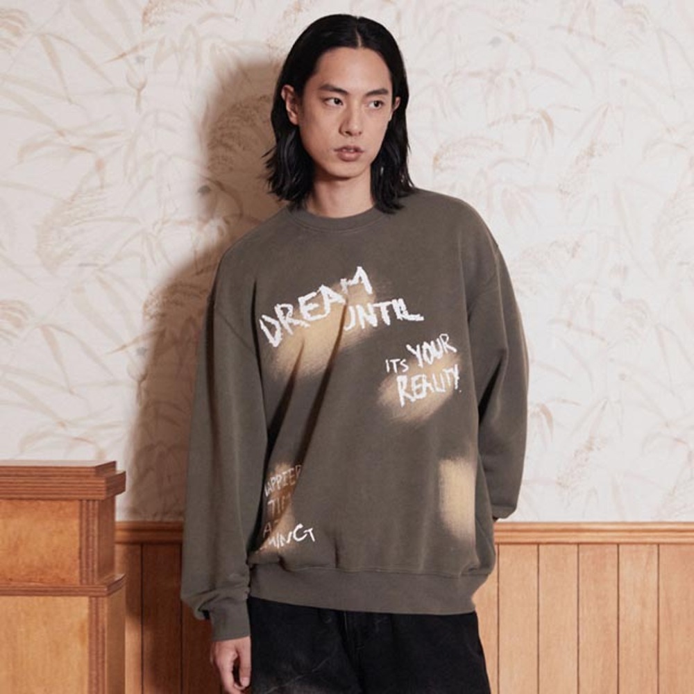 주앙옴므DREAM FADING SWEAT SHIRT 카키맨투맨 스웻셔츠