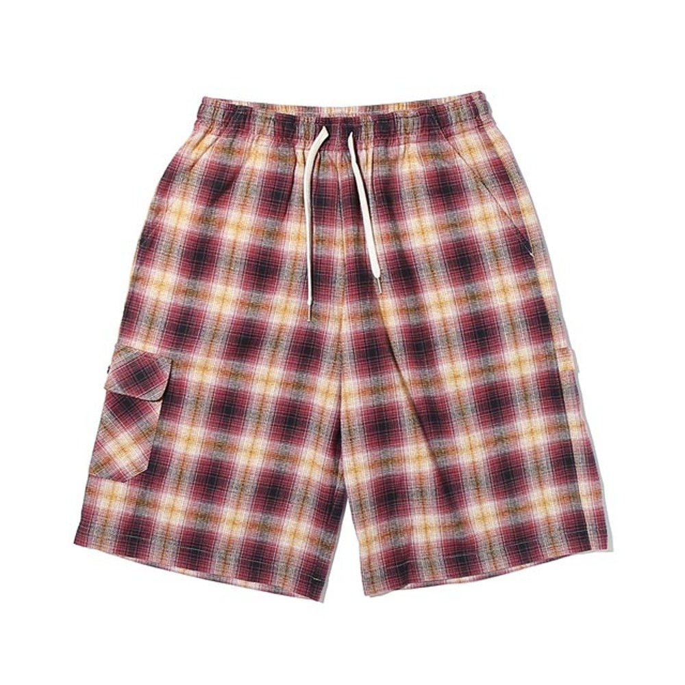 오가프Cosmo Checker Flannel Carpenter Shorts 레드반바지