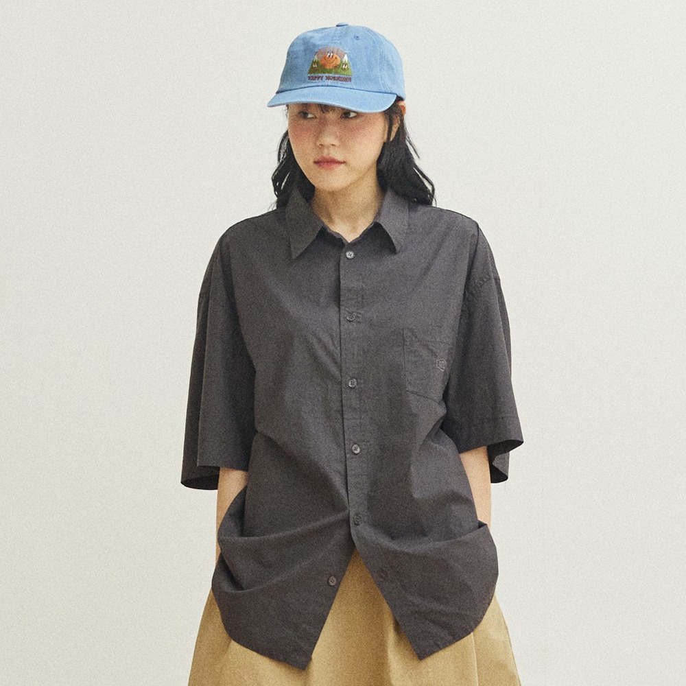 캐피디자인RELAXED COTTON HALF SHIRT 차콜반팔셔츠