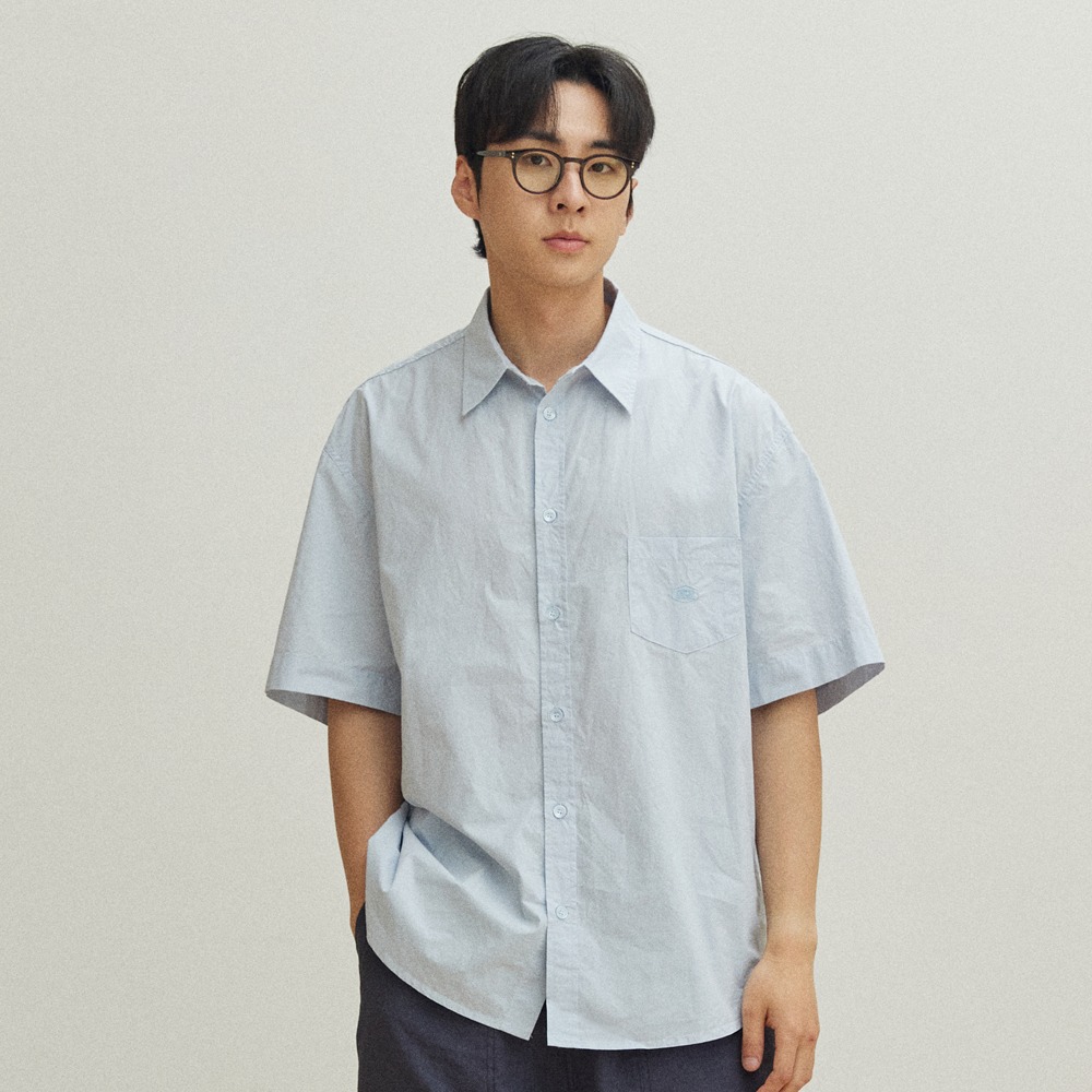 캐피디자인 RELAXED COTTON HALF SHIRT 스카이 블루반팔셔츠