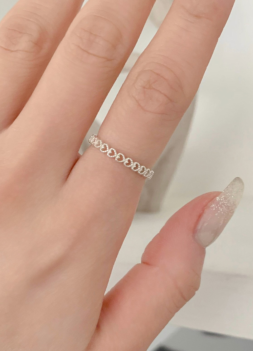 [실버925] mini heart open ring