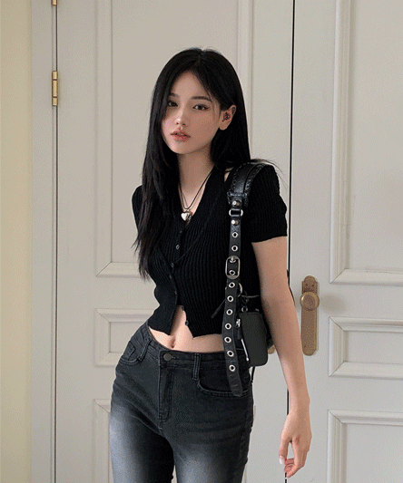 [Moon Jae-in/Fit Guaranteed] Very Summer Buckle Halter Short-Sleeved Cardigan - 2 colors