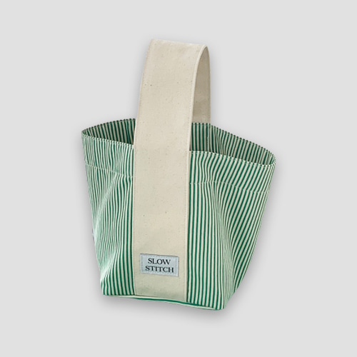 [슬로우스티치] slowstitch tote bag small - green stripe