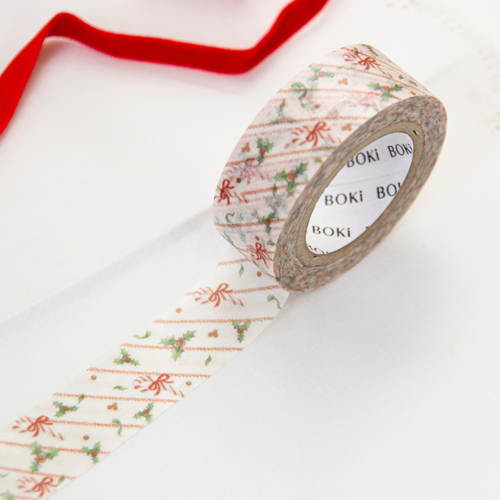 [BOKI] Wrapping Paper Masking Tape - Candy Canes (재입고)