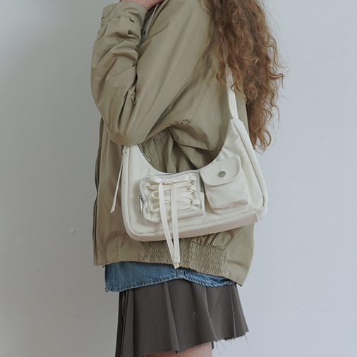 [cozing] Ribbon hobo bag_ivory