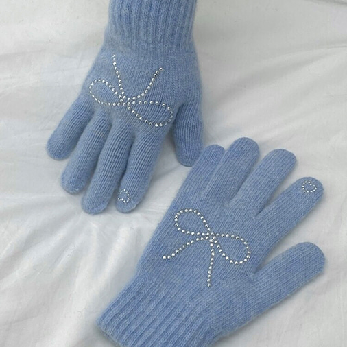 [헤이모먼트] ribbon heart gloves (baby blue)