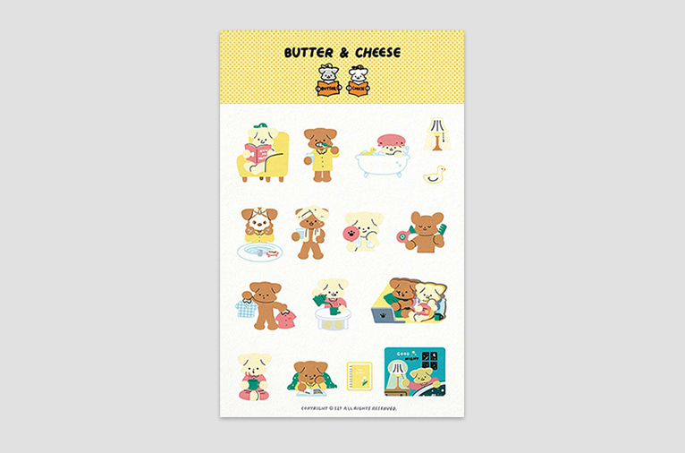 [529] butter &amp; cheese 스티커 night ver.