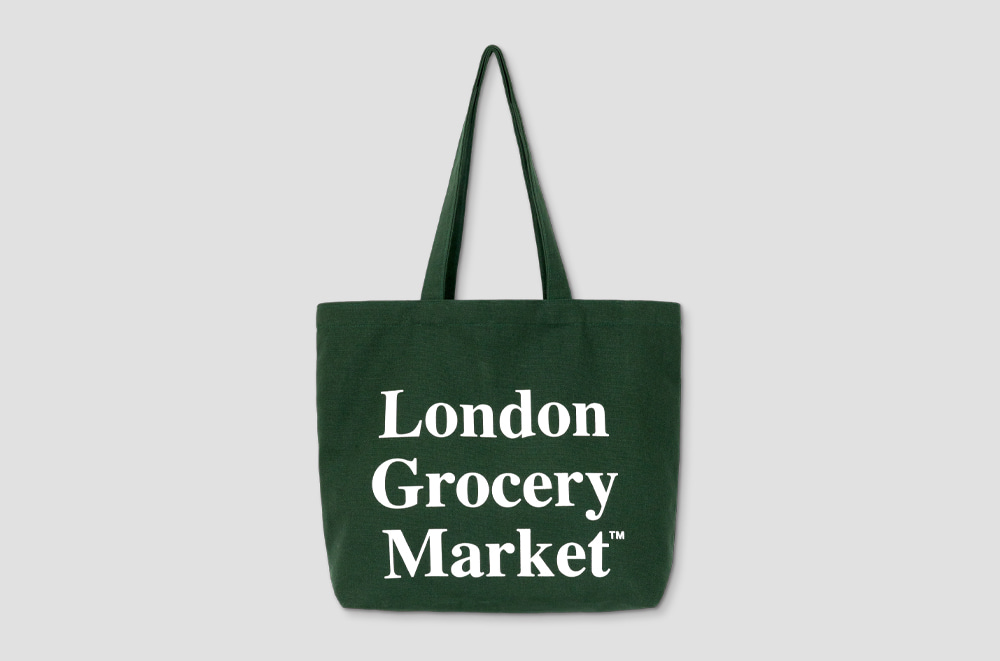 [런던그로서리마켓] Cotton market bag green (4차입고)
