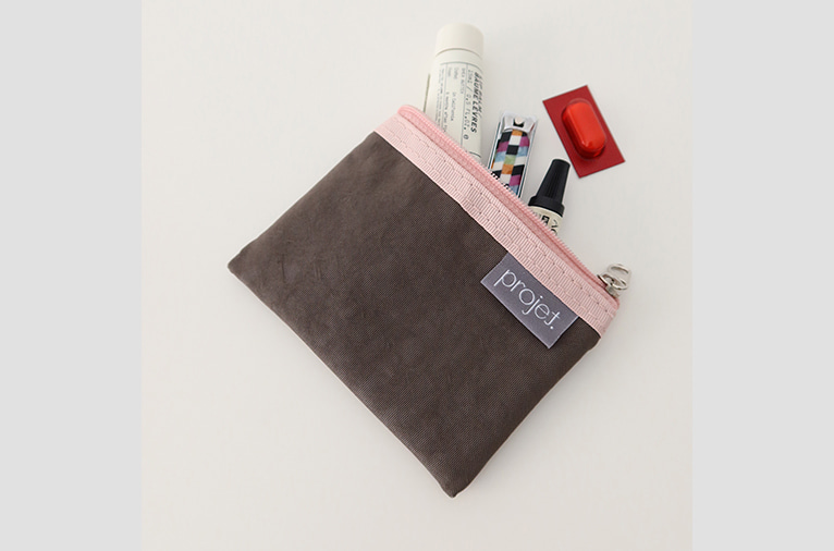 [projet] flat card pouch - brown (4차입고)