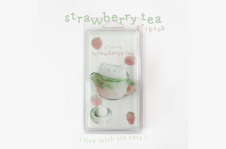 [i live with six cats] 그립톡 - strawberry tea